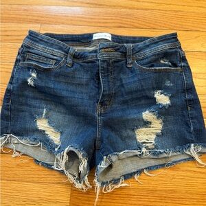 Studio Dark Blue Distressed Jean Shorts